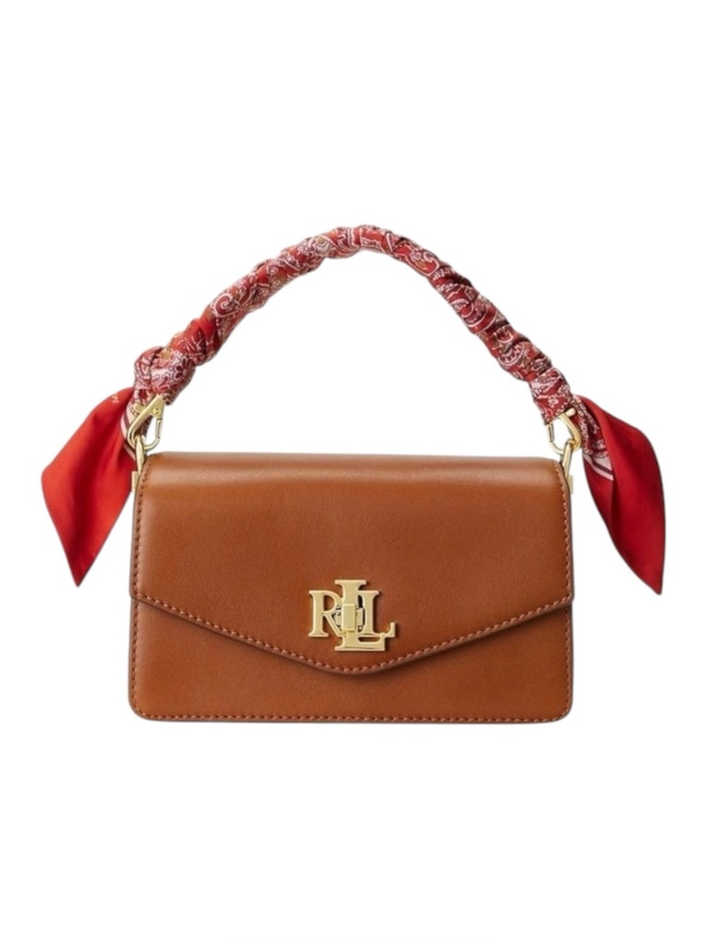 RLR Scarf-Trim Small Tayler Crossbody Bag in Brown